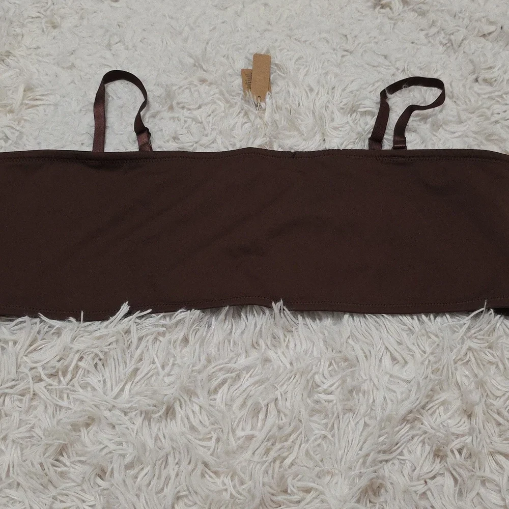 SKIMS Swim Bandeau Bikini Top COCOA NWT 4X